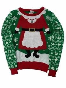 Womens Lightweight Green Snowflake Mrs Santa Christmas Holiday Sweater - Picture 1 of 2