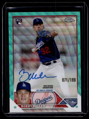 Bobby Miller 2023 Topps Chrome Aqua Wave Refractor Card /199 #RA-BM - Image 1 of 2