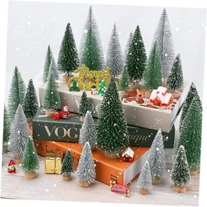 30Pcs Mini Christmas Tree Decor, Artificial Christmas Tree 5 A-green/Silver - Picture 1 of 7