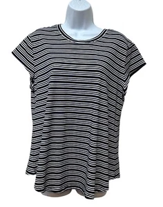 Universal Standard Ashley Flügelärmel T-Shirt Oberteil blau weiß gestreift Modal S NEU - Bild 1 von 9