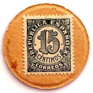 Spain-Guerra civil. Sello moneda. 15 céntimos.  SC-/UNC- - Imagen 1 de 2
