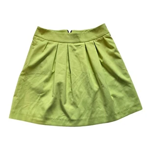 River Island Mini Skirt US 6/UK 10 Yellow/Green Pleat-front Y2K Retro 90's Rock - Picture 1 of 12