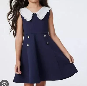 Janie And Jack Merchant Marine Dress Navy With White Ponte Collar Girl's Size 7 - Picture 1 of 10
