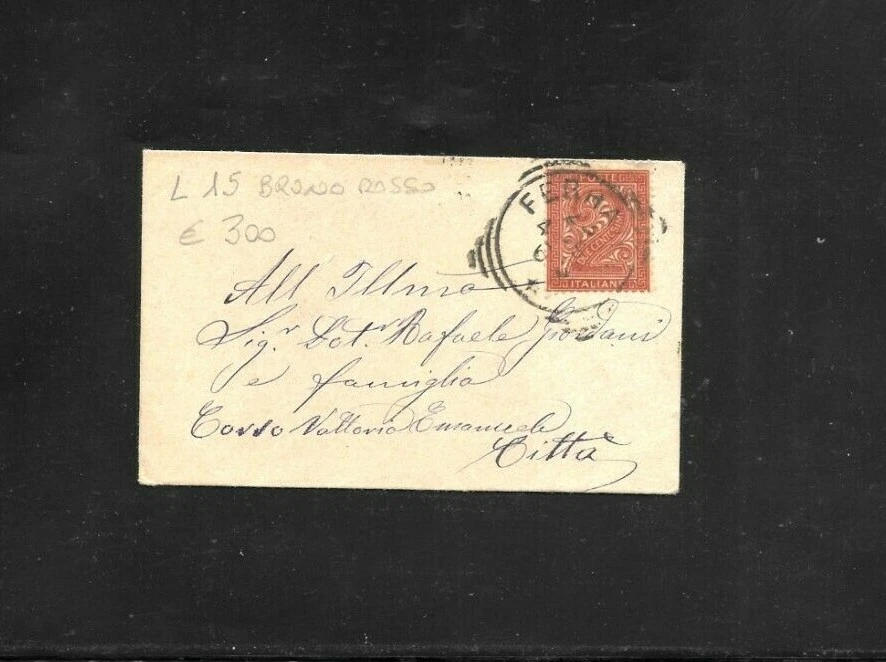 REGNO busta con 2 cent 1863 L15 bruno rosso da Ferrara - Immagine 1 di 1