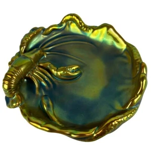 Zsolnay Art Noveau Iridescent Eosin Glazed Trinket Dish/Ashtray w/Raised Lobster - Picture 1 of 15