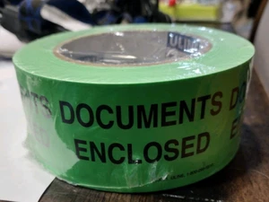 2 x 3" "Documents Enclosed" Labels, Green 500/Roll - Picture 1 of 5