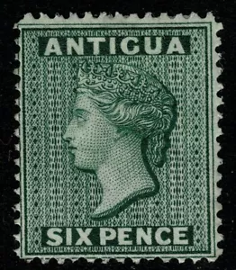 1876 Antigua 6d Deep Green SG 18x Wmk Rev VG Lightly MM Cat. £350.00 - Picture 1 of 1