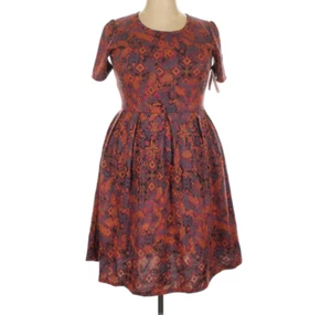 Vestido para mujer LuLaRoe talla 2XL Amelia rosa púrpura azteca tribal floral 2X XXL NUEVO CON ETIQUETAS - Imagen 1 de 5