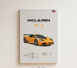 1992 McLaren F1 Car Poster Design, Unique Automobile Wall Art, Collectible - Picture 1 of 4