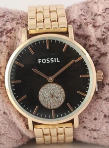 Luxury Fossil Black Dial Quartz Women Great Working Wristwatch 'Stay Punctual' - Picture 1 of 9
