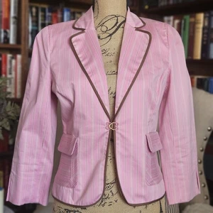 Express Design Studio Tailored Blazer Jacket 8 Pink Striped Preppy Career Travel - Bild 1 von 13