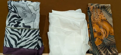 批量 3 件 VENA Ellen Tracy WORTHINGTON 100% Sil 围巾 包裹 动物印花 全新 — 第 1/4 张图片