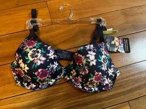 Maidenform Fabulious Fit Women T-Shirt Bra Size 34B Style 7543 Dahlia Flora mult - Picture 1 of 7