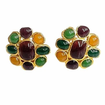 Pendientes Chanel Vintage 96a Color Gripore Piedra GP Verde Multicolor AA Usados 1472 Foto 1 de 4