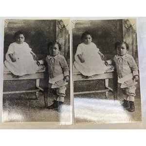 Vintage Photo / Postcard African American kids, baby, Brother & Sister - Picture 1 of 6