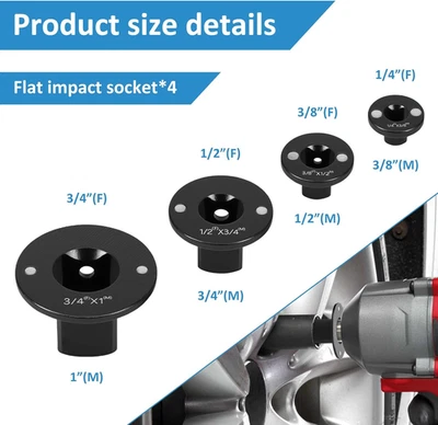 4-piece set of low impact socket adapter group drive ratchet adapter - Image 1 of 4