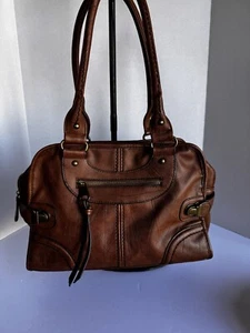 SCARLETON GORGEOUS LG HANDBAG, BROWN WITH "WASHED LEATHER" EXTERIOR, SUPER CLEAN - Picture 1 of 22