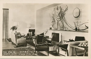 Herzilia Beach Israel * Sharon Hotel Lounge RPPC ca. 1950? - Picture 1 of 2