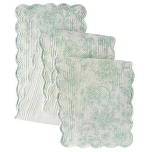 Pionierin Frau Agatha Blumen Tischläufer gesteppter Stoff grün & weiß 14"x 90" - Bild 1 von 9