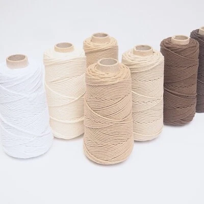 Cordón Macramé Algodón 3mm, Único Torcido 47 Colores, Hecho en UE, Entrega Rápida - Imagen 1 de 4