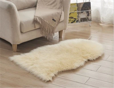 Tapete de pele de carneiro de pele sintética tapete de lã decoração para casa tapete de área de pele lisa macia almofada - Imagem 1 de 4