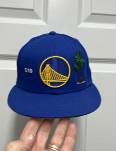 Golden State Warriors New Era 59Fifty Blue/Yellow Fitted Hat Cap Size 7 - Picture 1 of 5