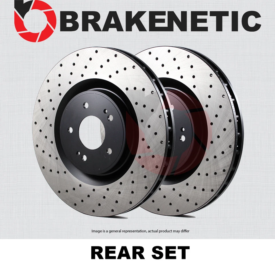 REAR SET BRAKENETIC Premium Cross Drilled Brake Disc Rotors BNP34155.CD - Image 1 of 1