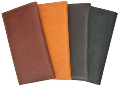 Cartera lisa de cuero genuino fino cubierta para chequera porta tarjeta de identificación unisex Foto 1 de 4