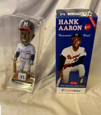 Hank Aaron 2013 Milwaukee Braves Uniform (Milw.Brewers)Bobble Head (NIB) Cover
