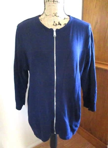 Lauren Ralph Lauren Womens Full Zip Cardigan, Long Sleeve,  Navy Blue, Size 2X - Picture 1 of 15