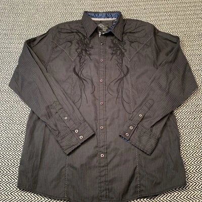 Roar Enough Excuses Lion Dragon Embroidered Button Up Western Shirt - Size 2XL - Image 1 of 4