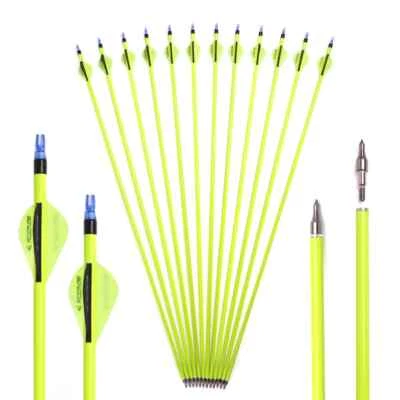 6/12pcs 28/30inches Archery Spine 500 Mixed Carbon Arrow Yellow Archery Hunting - Image 1 of 4