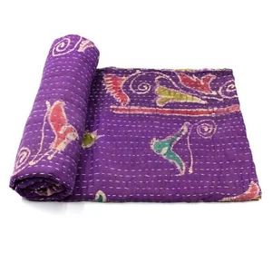 Vintage Quilt Indian Handmade Organic Cotton Art Decor Blanket Throw f - Picture 1 of 5