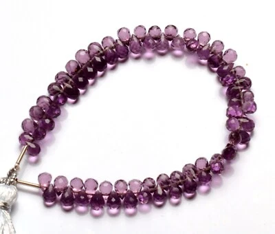 Amethyst Color Quartz 6x4 mm Size Faceted Teardrop Briolette Beads 6.5" Strand - Image 1 of 4