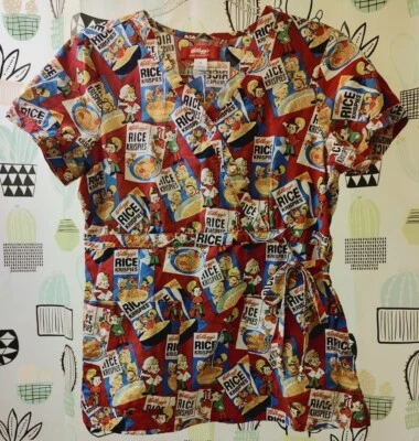 Kellogg's Cereal Rice Krispies By Koi Women's Scrub Top Size Medium  - Image 1 of 3