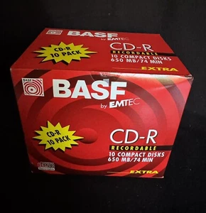 BASF: 10 Pack Box CD-R Recordable Compact Discs 74min + Jewel Boxes- Sealed NEW - Photo 1/4