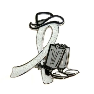 Prendedor de cinta de conciencia gris plata brillante vaquera vaquero botas occidentales sombrero nuevo - Imagen 1 de 8