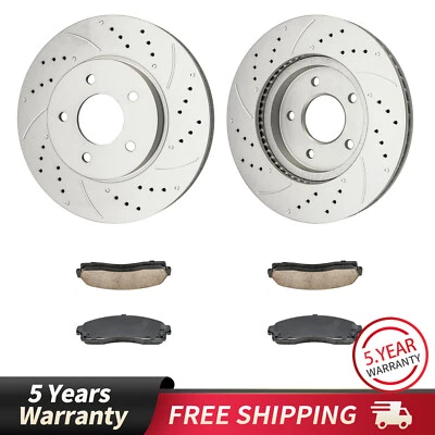 Front Drilled Brake Rotors + Brake Pads For Chevrolet Equinox 2005-2006 3.4L - Image 1 of 4