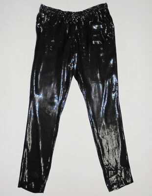BNWOT:SASS&BIDE SHINY BLACK SILK METALLIC RELAXED FIT STRAIGHT LEG  PANTS AUS 8 - Image 1 of 4