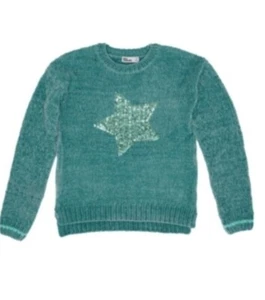 Epic Threads Big Girls XL/16 Star Sequin Front Knit Pullover Sweater NWT Green - Picture 1 of 4