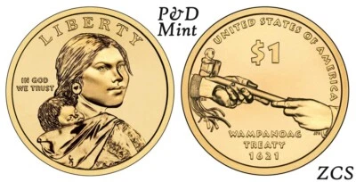 2011 P&D Native American Indian Sacagawea One  Dollar Coins US Mint Rolls Money - Image 1 of 3