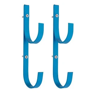 U.S. Pool Supply Set of 2 Blue Aluminum Pool Hangers for Telescopic Poles, Nets - Picture 1 of 5