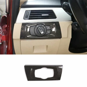 Fit For BMW 3-Series E90 2005-2012 ABS Carbon Fiber Headlight Button Frame Trim - Picture 1 of 6