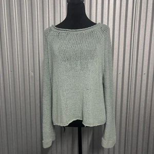 Free People Pullover Damen Large hellsalbeigrün offen Strick U-Boot-Ausschnitt Rückenausschnitt - Bild 1 von 6