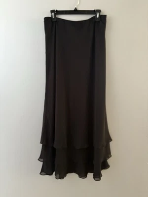 ALEX Evenings Formal Long Tiered Skirt Sz Large Black Chiffon Whimsigoth Witchy - Image 1 of 4