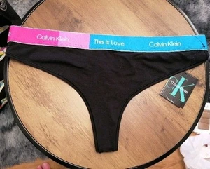 Calvin Klein This Is Love Black Thong Knickers Panties Underwear Size XL New - Picture 1 of 5