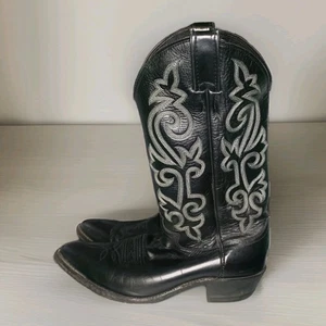 Men's 8E" Justin 1408 Black London Calf Leather Cowboy Western Boots Riding - Picture 1 of 23