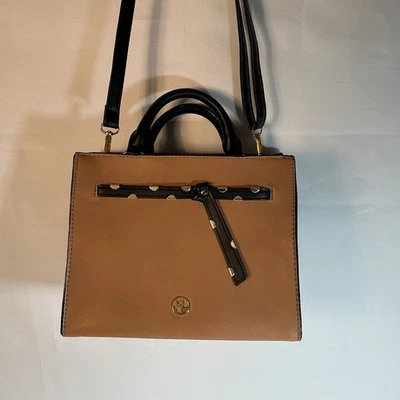 Cartera Cartera Kate Landry negra/marrón imitación cuero doble asa Foto 1 de 4