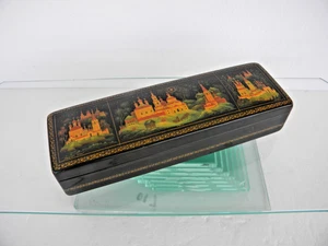 Hand Painted Russian Lacquer Jewelry Box USSR  Red Signed - Picture 1 of 10