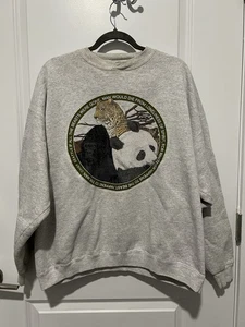Vintage 90s Wildlife Nature Animal Extinction Art Graphic Crewneck Size XL Rare - Picture 1 of 7